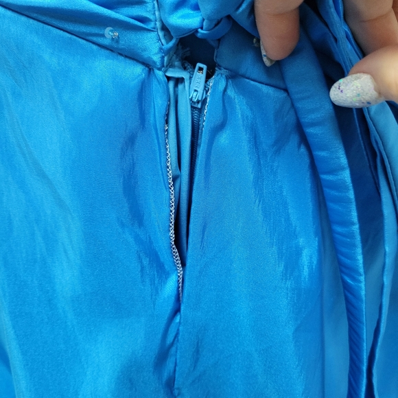 MORI LEE TURQUOISE BALLGOWN DRESS - Picture 9 of 11